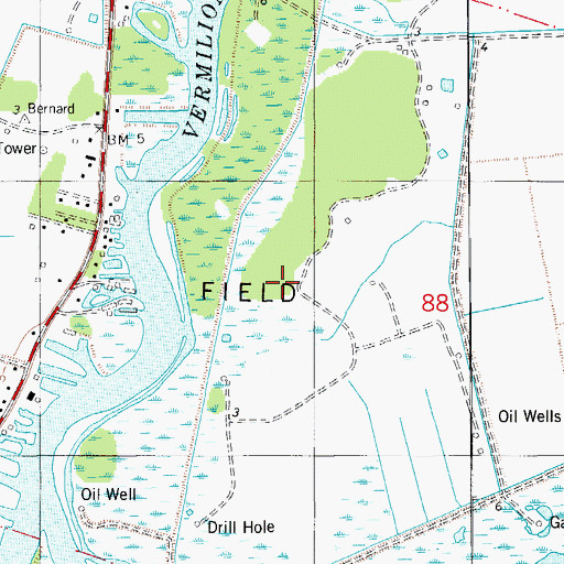 Topographic Map of Live Oak Oil and Gas Field, LA