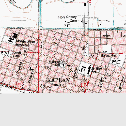 Topographic Map of Maltrait Memorial Catholic School, LA