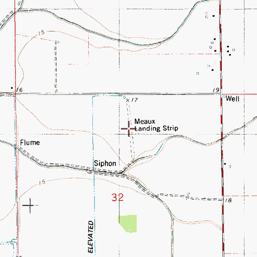 Topographic Map of Meaux Landing Strip, LA