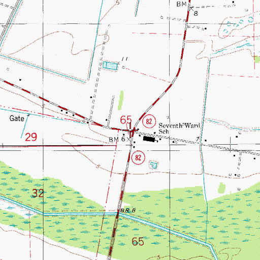 Topographic Map of Mouton Cove, LA