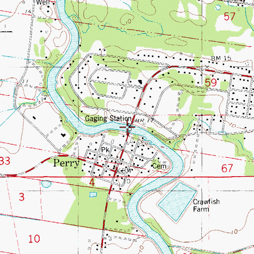 Topographic Map of Perry Bridge, LA