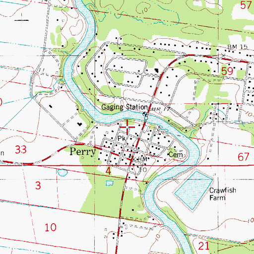 Topographic Map of Perry High School (historical), LA