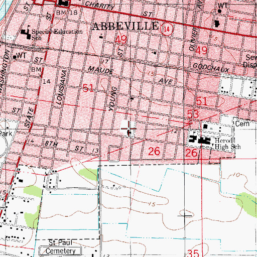 Topographic Map of Pleasant Green Baptist Church, LA