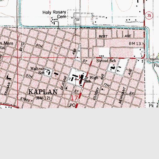 Topographic Map of Rene A Rost Middle School, LA