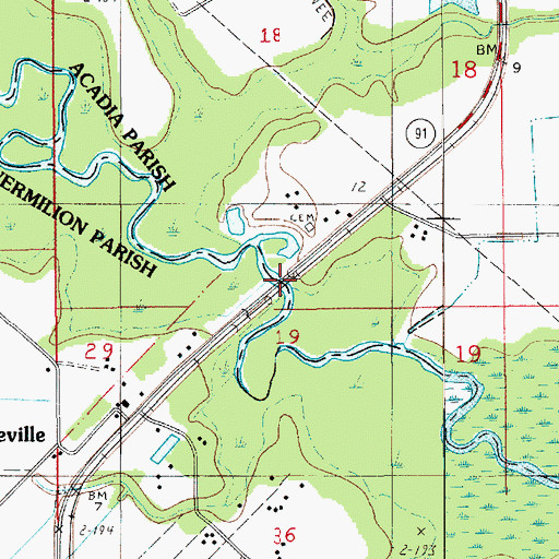 Topographic Map of Riceville Bridge, LA