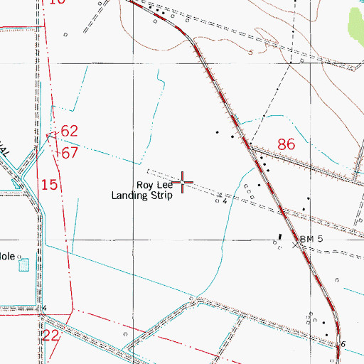 Topographic Map of Roy Lee Landing Strip, LA