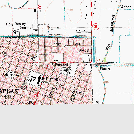 Topographic Map of Saint Francis Cabrini Catholic Church, LA