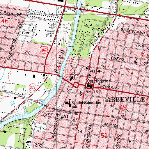 Topographic Map of Saint Mary Magdalen Cemetery, LA