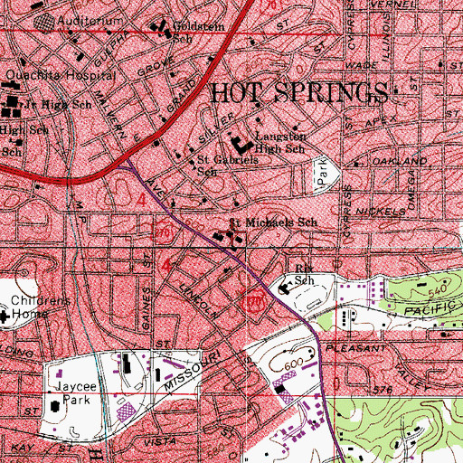 Topographic Map of Saint Michaels School, AR