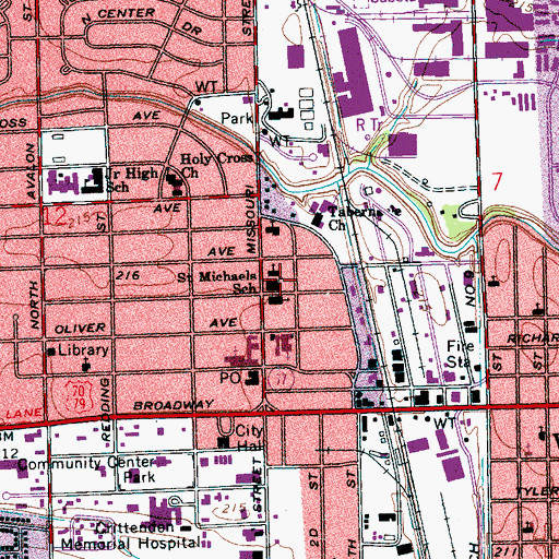 Topographic Map of Saint Michaels School, AR