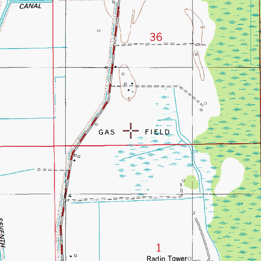 Topographic Map of Theall Gas Field, LA