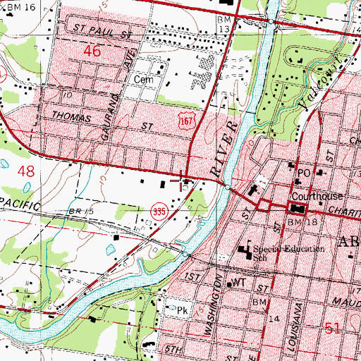 Topographic Map of Tiffany Plaza Shopping Center, LA