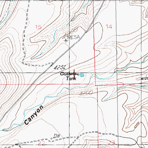 Topographic Map of Guthrie Tank, AZ