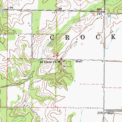 Topographic Map of Saint Olive Church, AR