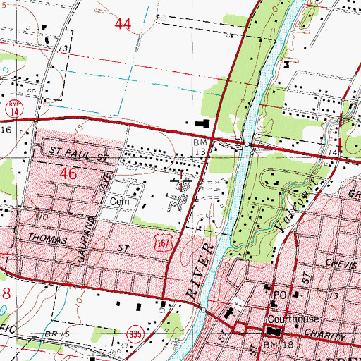Topographic Map of Vermilion Catholic High School, LA