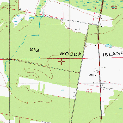 Topographic Map of Big Woods, LA