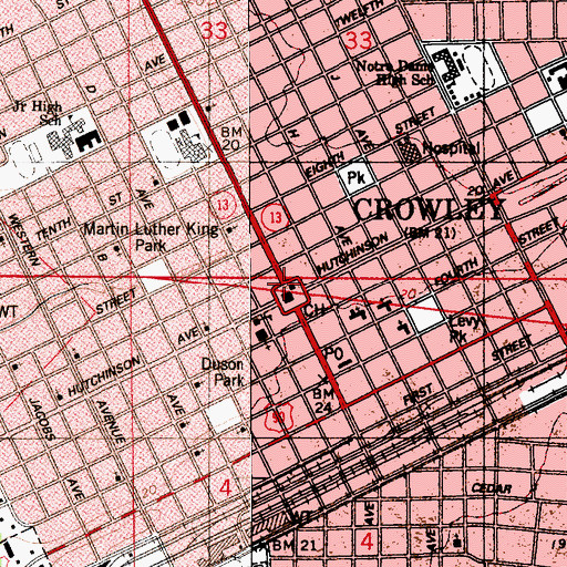 Topographic Map of Acadia Parish Courthouse, LA