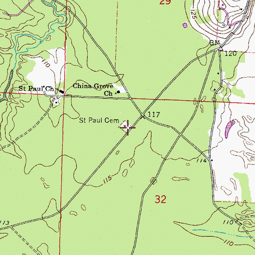 Topographic Map of Saint Paul Cemetery, AR