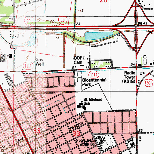 Topographic Map of Bicentennial Park, LA