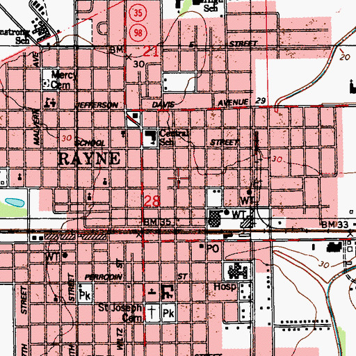 Topographic Map of Centenary United Methodist Church, LA