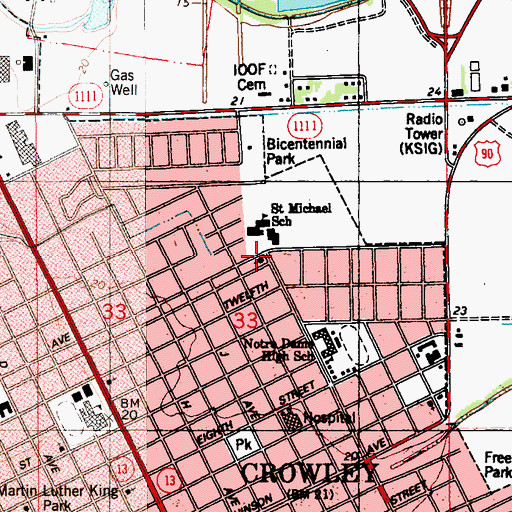 Topographic Map of Church of Christ in Crowley, LA