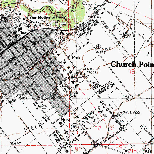 Topographic Map of Church Point Elementary School, LA