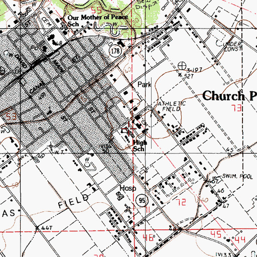 Topographic Map of Church Point High School, LA
