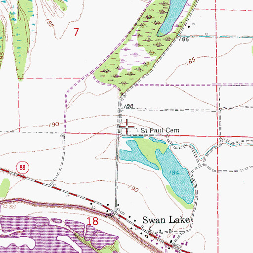 Topographic Map of Saint Paul Cemetery, AR