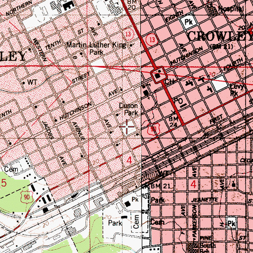 Topographic Map of Duson Park, LA