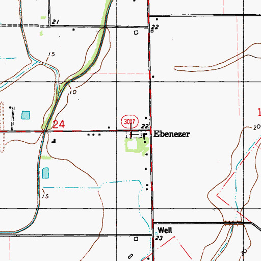 Topographic Map of Ebenezer Cemetery, LA