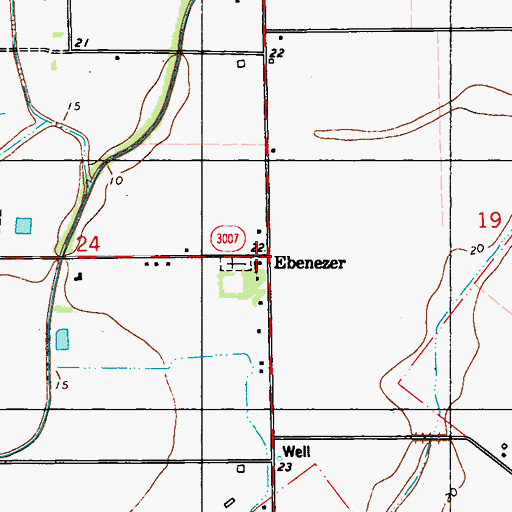 Topographic Map of Ebenezer United Methodist Church, LA