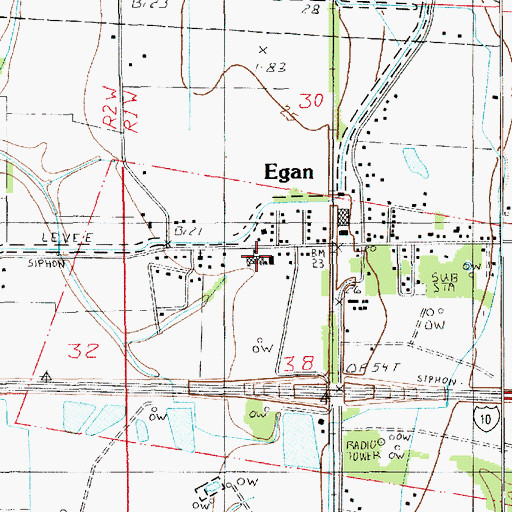 Topographic Map of Egan Elementary School, LA