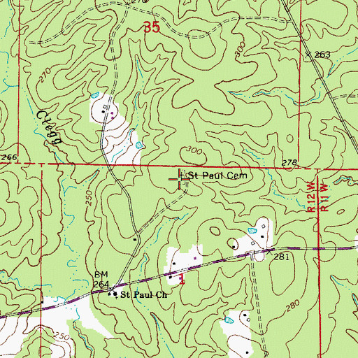 Topographic Map of Saint Paul Cemetery, AR