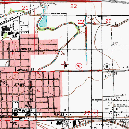 Topographic Map of First Baptist Church, LA