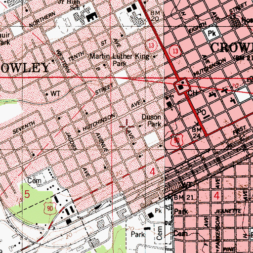 Topographic Map of First Church of God in Christ, LA