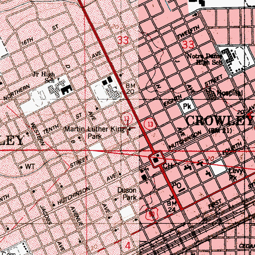 Topographic Map of First Lutheran Church, LA