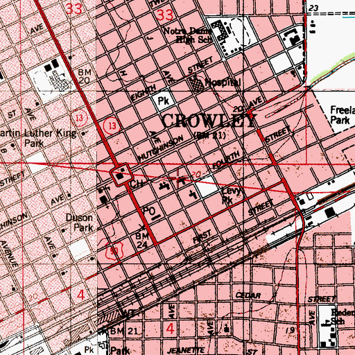 Topographic Map of First Presbyterian Church, LA