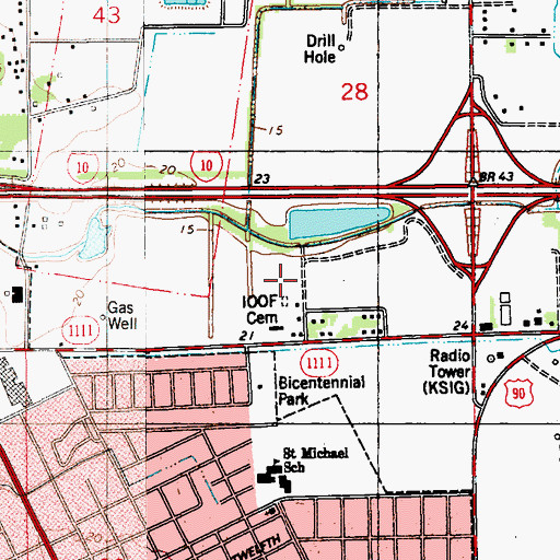 Topographic Map of Independent Order of Odd Fellows Cemetery, LA