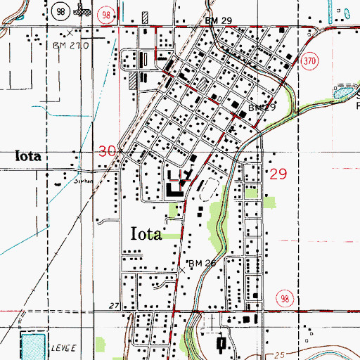 Topographic Map of Iota High School, LA
