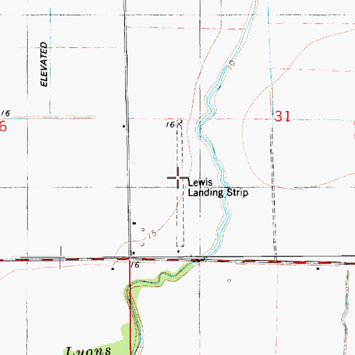 Topographic Map of Lewis Landing Strip, LA