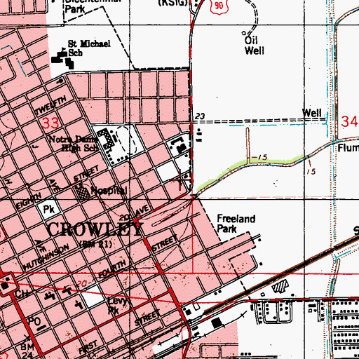 Topographic Map of Kingdom Hall of Jehovahs Witnesses, LA