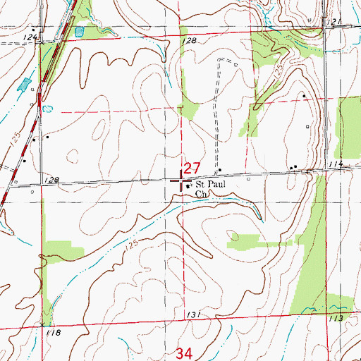 Topographic Map of Saint Paul Church, AR