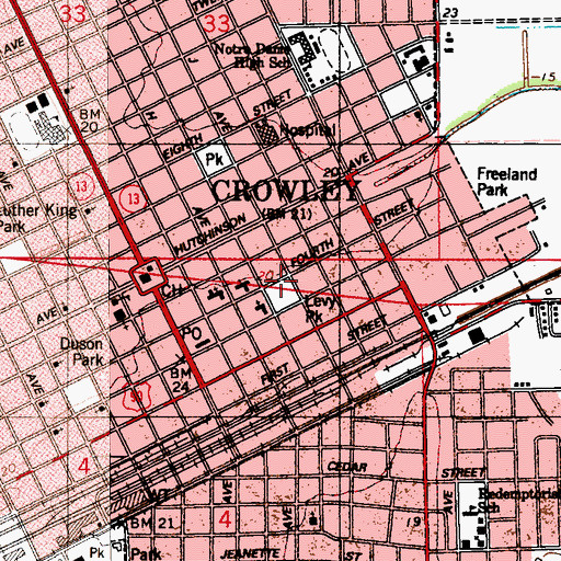Topographic Map of Levy Park, LA