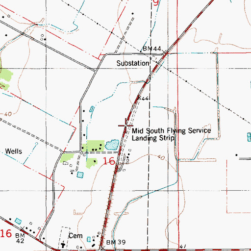 Topographic Map of Mid South Flying Service Landing Strip, LA