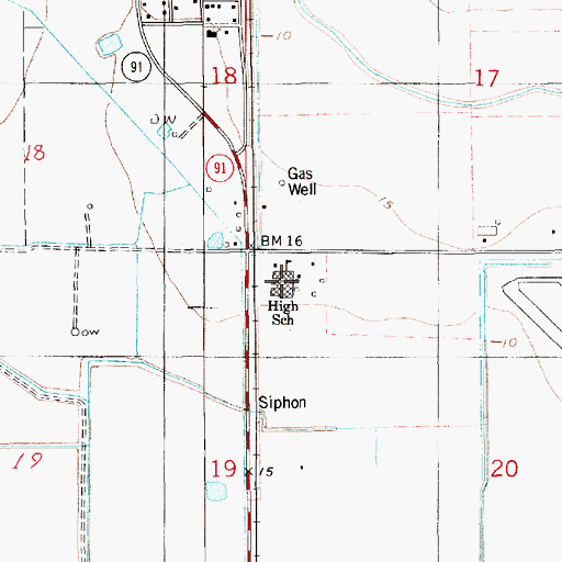 Topographic Map of Midland High School, LA