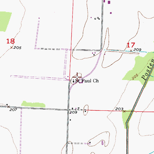 Topographic Map of Saint Paul Church, AR