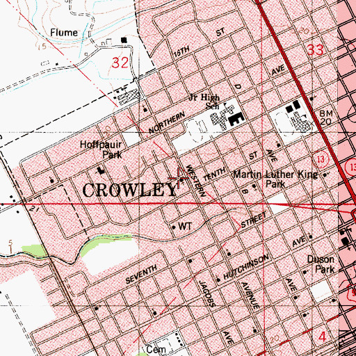 Topographic Map of Mount Calvary Baptist Church, LA