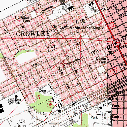 Topographic Map of Mount Zion Baptist Church, LA