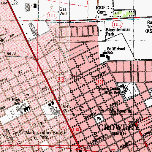 Topographic Map of Crowley Fire Department Sub Station 2, LA