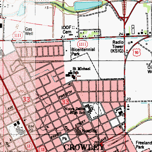 Topographic Map of Northside Assembly of God Church, LA